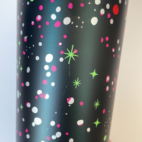2020 Starbucks Metal Tumbler Dark Green with Hot Pink Green and White Confetti - Picture 5 of 7
